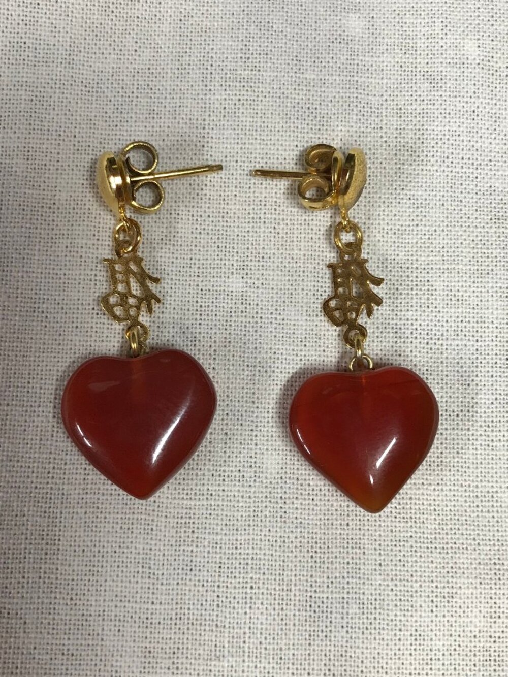 Carnelian Stone Heart Earrings